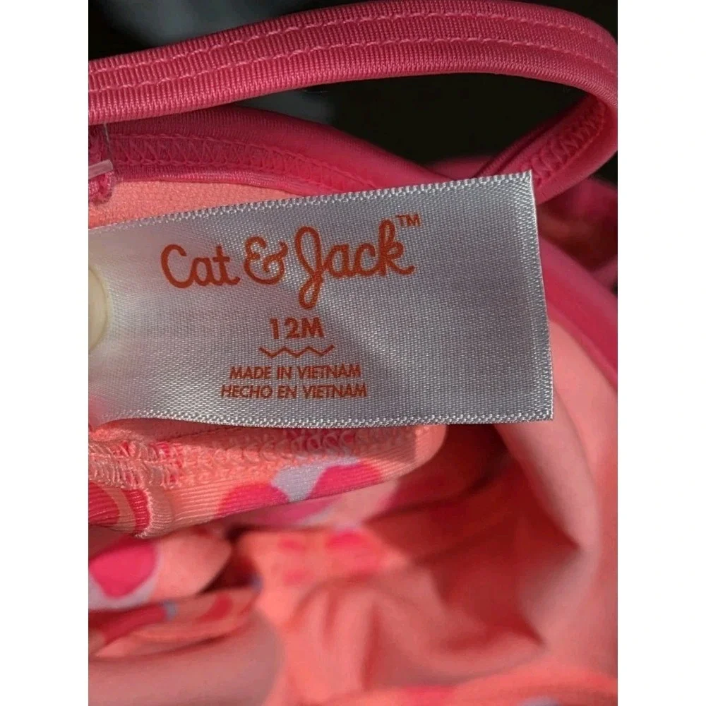 12 months Girl's Swimsuit Bikini Hot Pink Heart Print Toddler Cat & Jack